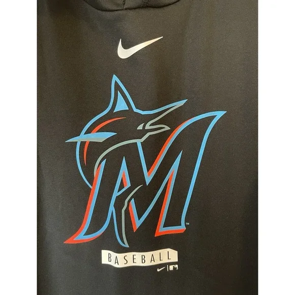 Men's‎ 2XL NWOT Miami Marlins Nike Logo Performance Hoodie Black